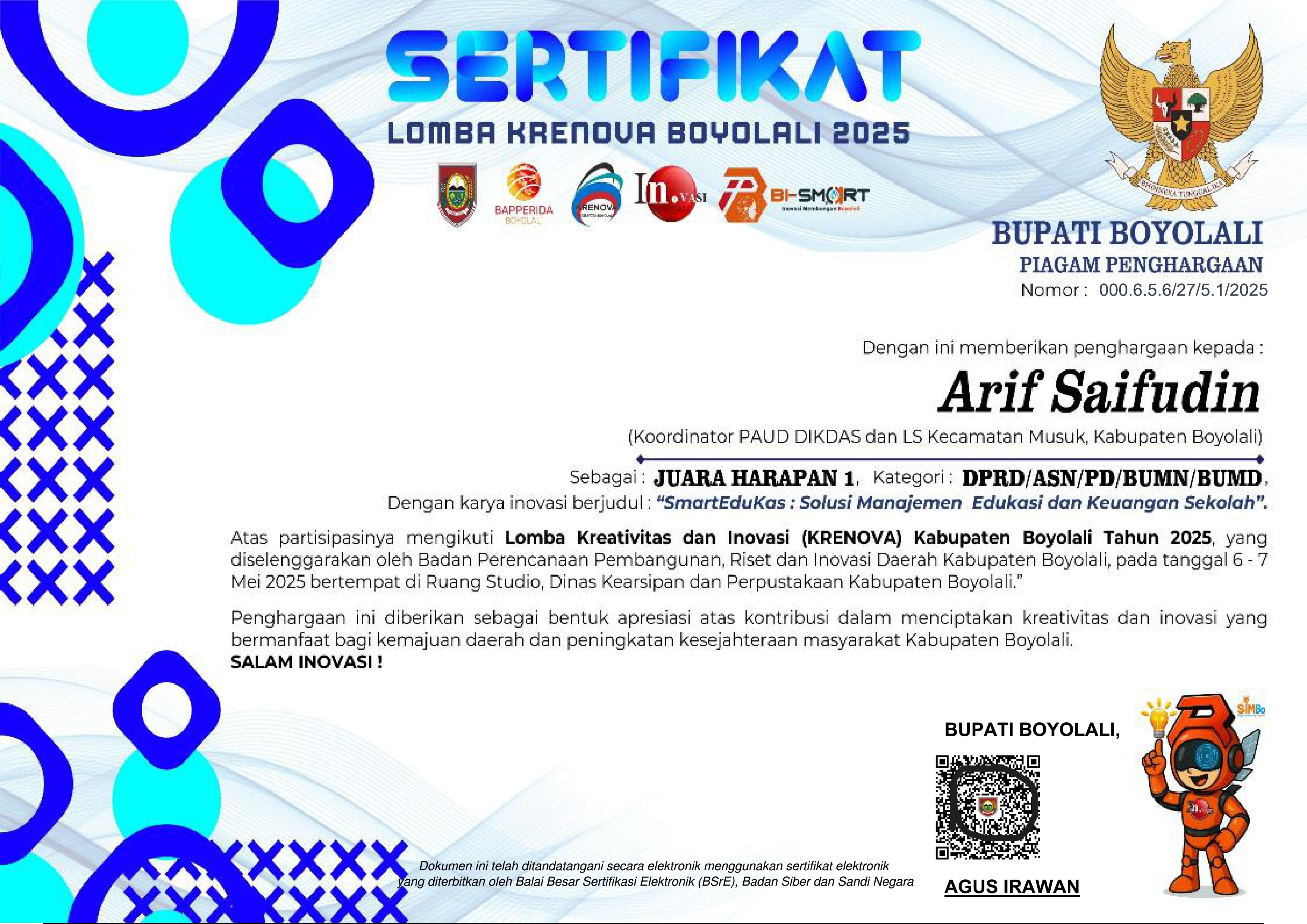 Sertifikat Krenova 2025